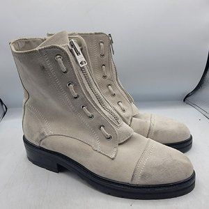 All Saints Ariel Womens 9 Gray Suede Front Zip Booties Going Out Walking Casual